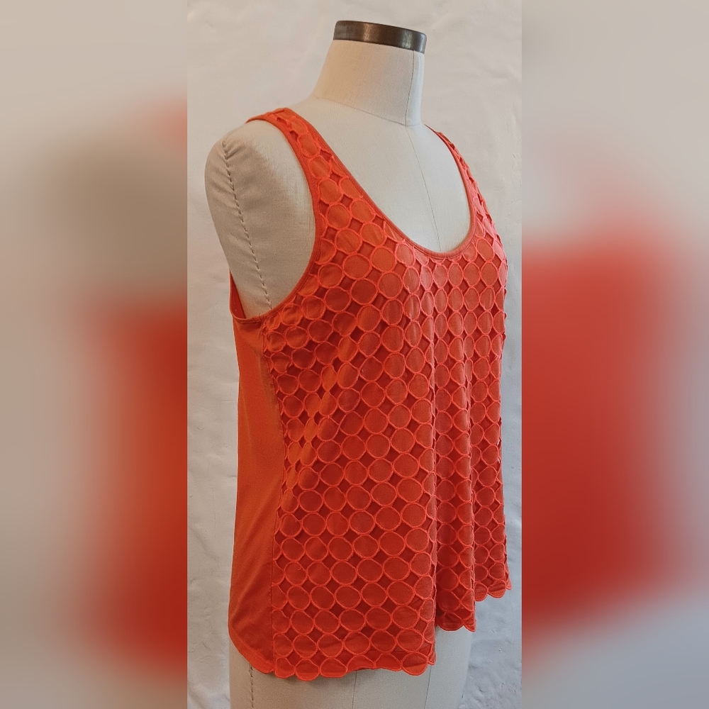 J. Crew cotton, geometric laser cut, sleeveless blouse. Small